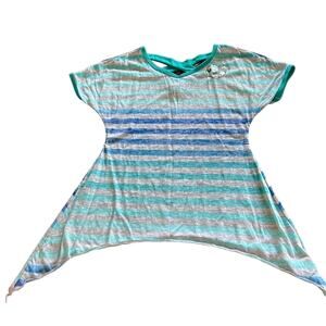 Beautees Girls S(7/8) Striped Knit Top Asymmetrical Hemline